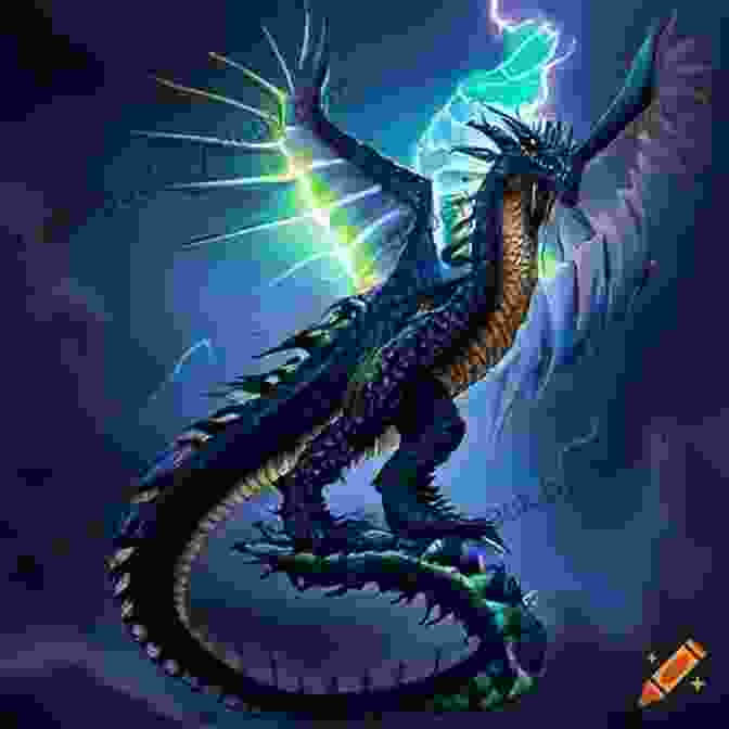 A Majestic Dragon With Fiery Scales And Piercing Eyes, Soaring Through A Vibrant Sky. Ember The Dragon