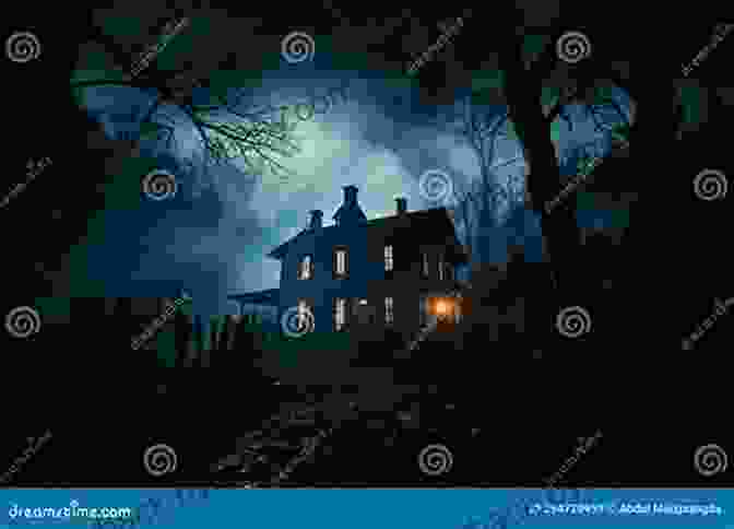 A Spooky Old House With Glowing Windows And A Shadowy Figure In The Doorway Ghosts Go Haunting