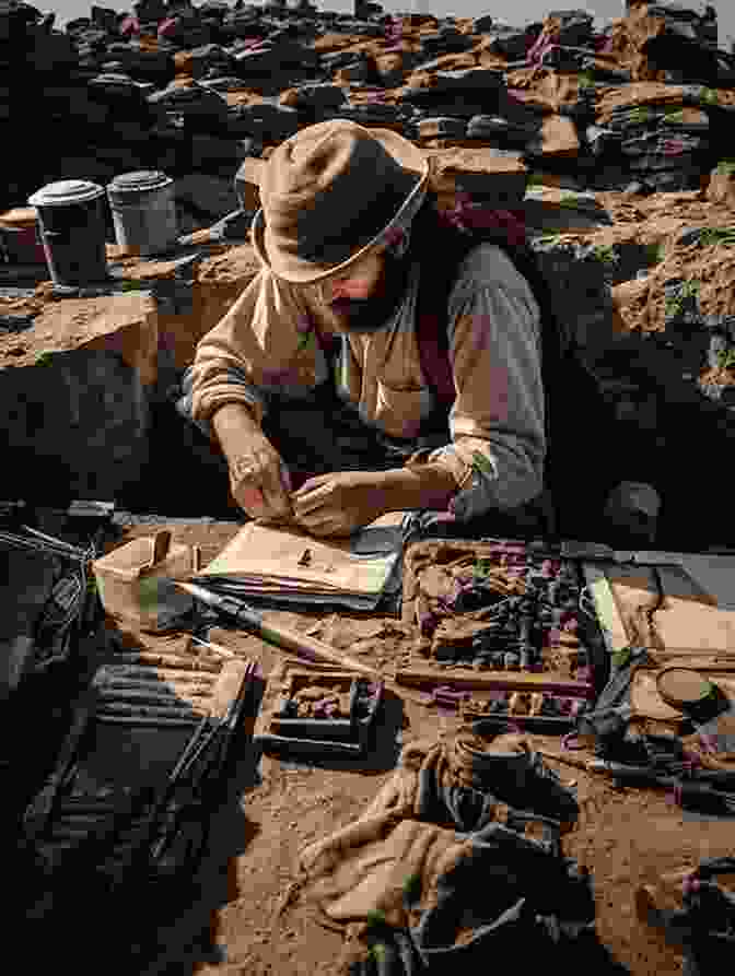 An Archaeologist Carefully Examines An Ancient Inscription, Its Worn Surface Revealing Glimpses Of A Forgotten Language. Ruins Of Altus Michael LaBossiere