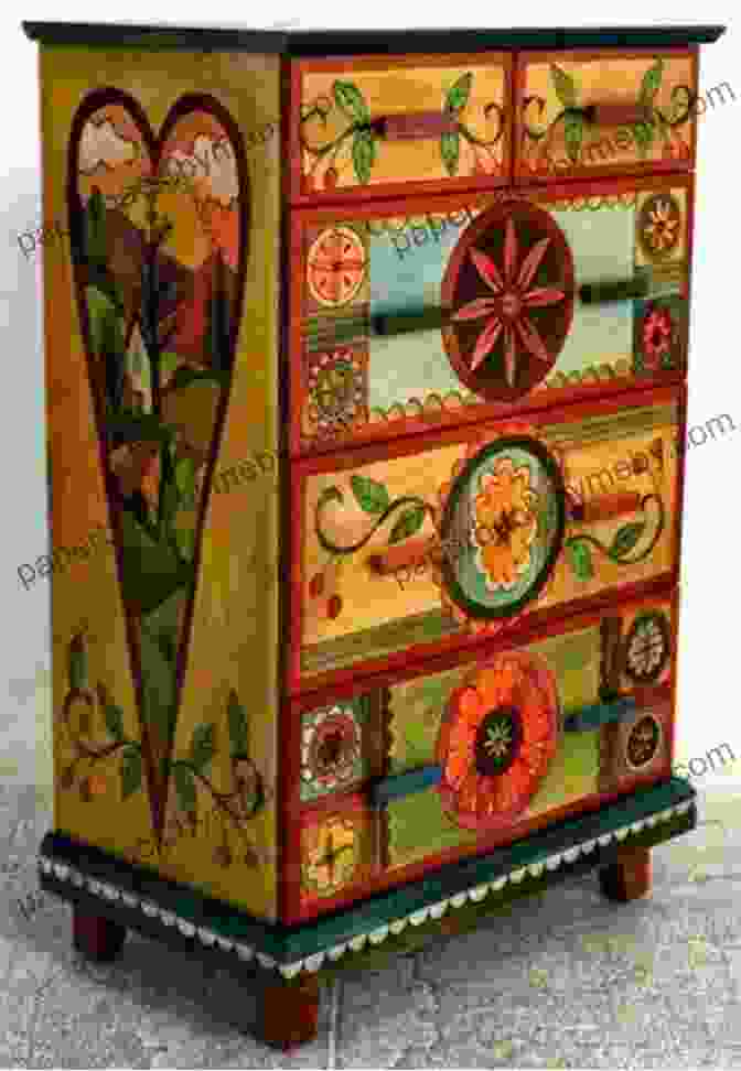 Charming Hand Painted Furniture Featuring Folk Art Inspired Motifs Modern Folk Embroidery: 30 Contemporary Projects For Folk Art Inspired Designs