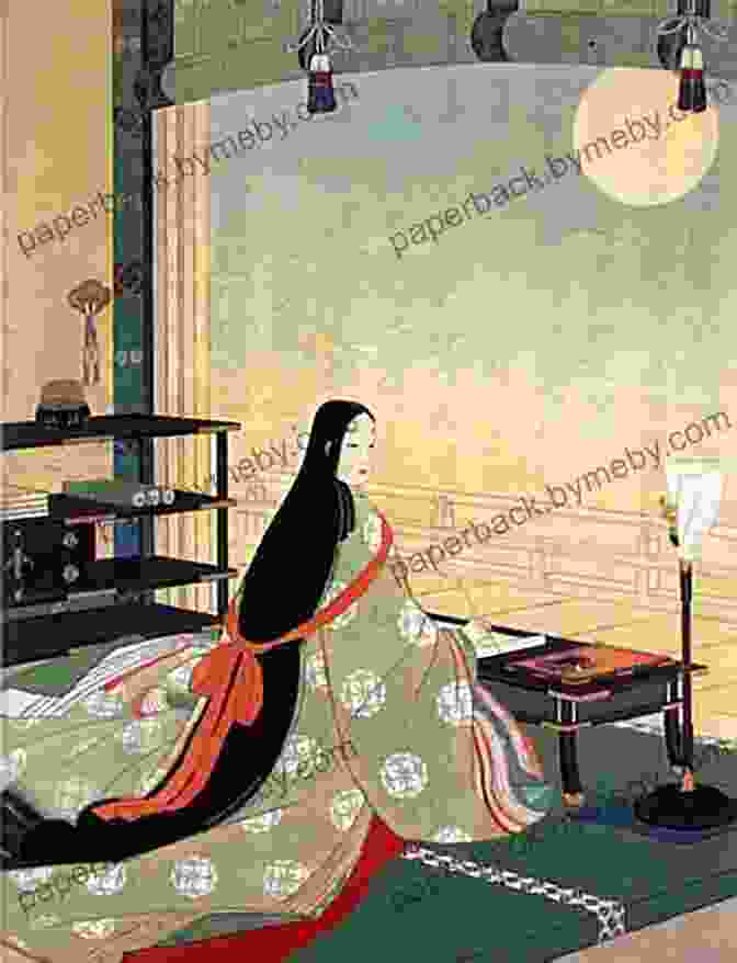 Illustration Of Lady Murasaki Shikibu Writing The Tale Of Genji The Tale Of Genji: A Visual Companion