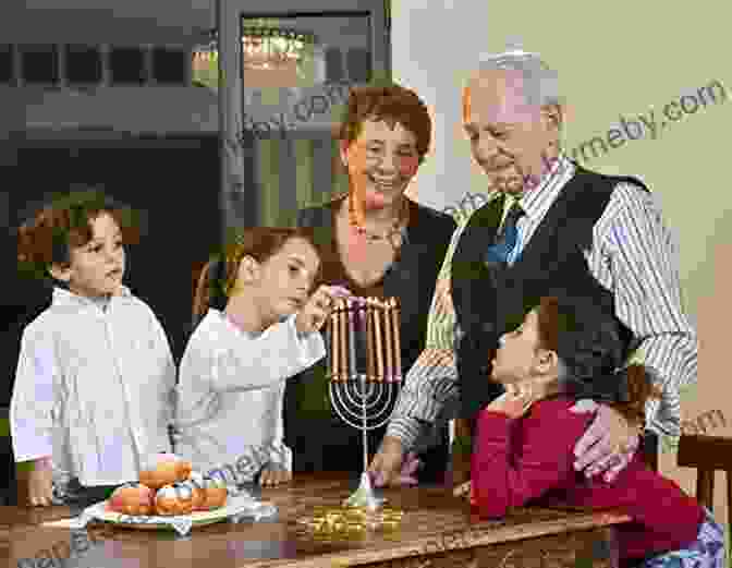 Image Of A Family Gathered Around A Hanukkah Menorah, Smiling And Holding Hands. Eight Winter Nights: A Family Hanukkah