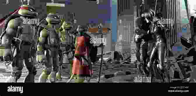 Leonardo, Raphael, Donatello, And Michelangelo Confronting Shredder And The Foot Clan In An Intense Battle. Mutant Origins: Collection (Teenage Mutant Ninja Turtles)