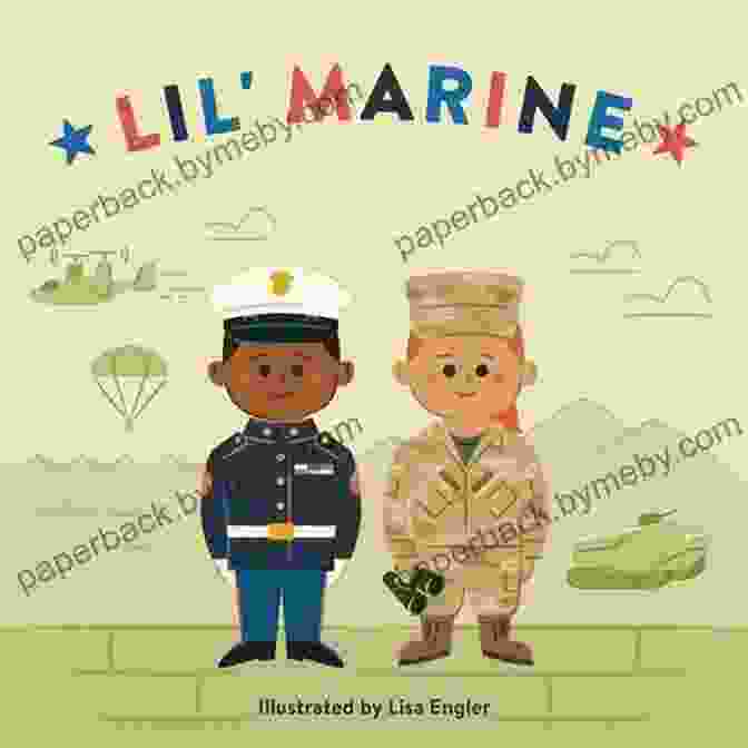 Lil Marine Mini Military Book Cover, Featuring A Group Of Children Dressed In Military Uniforms, Engaging In Various Activities. Lil Marine (Mini Military)