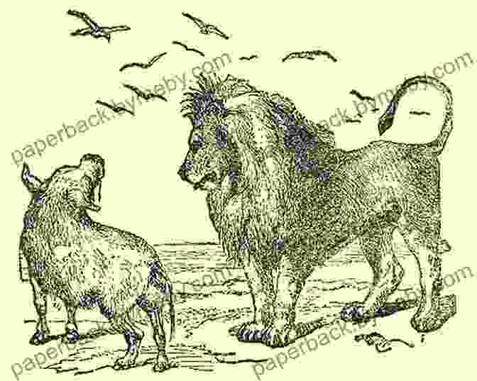 The Lion And The Boar Fable Illustration, Depicting A Lion Confronting A Boar In A Forest. The Lion And The Boar An Aesop Fable To Guess The Moral (Fables Folk Tales And Fairy Tales)